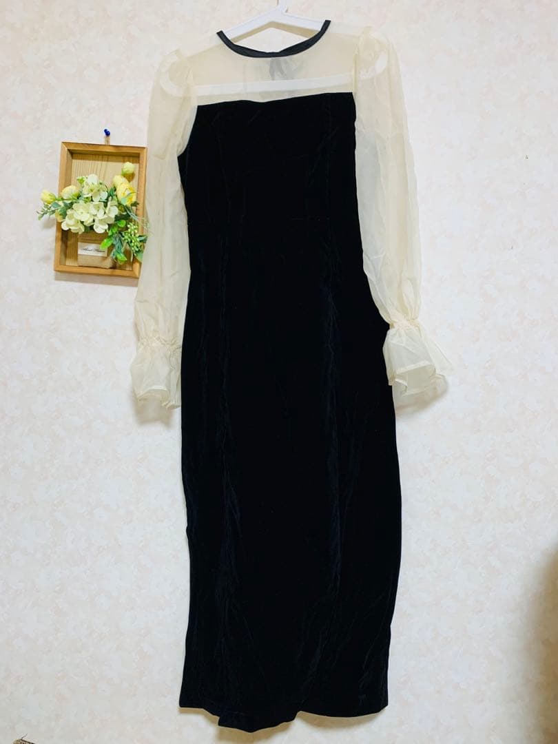 Chico 【SALON by Chico限定】配色シースルータイトロングドレス