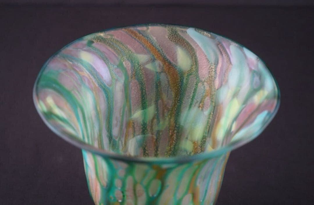 人気硝子工芸作家 石井康治 作 手吹き硝子 金彩 大鉢 保証品 美品