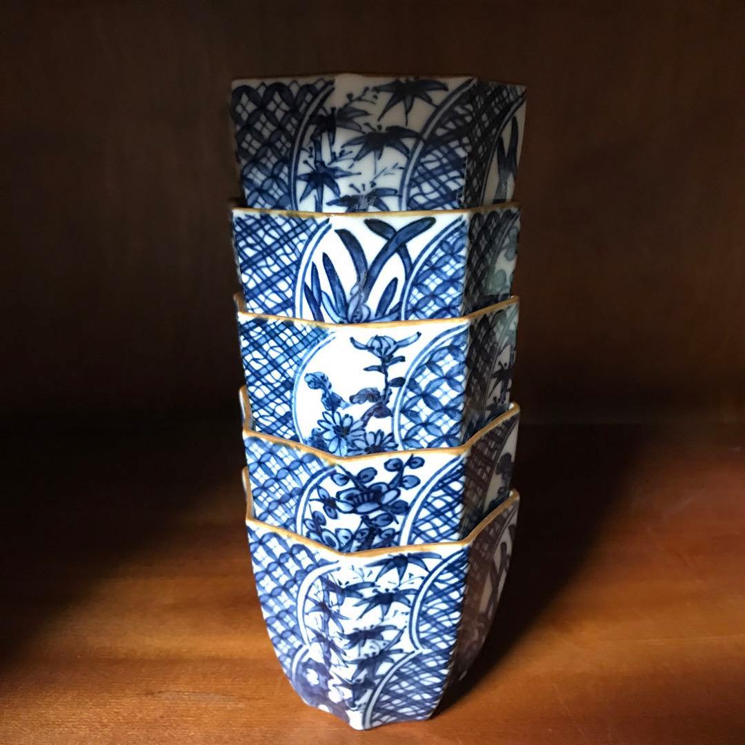 清水焼 祥瑞小鉢 手描き￼ 五客