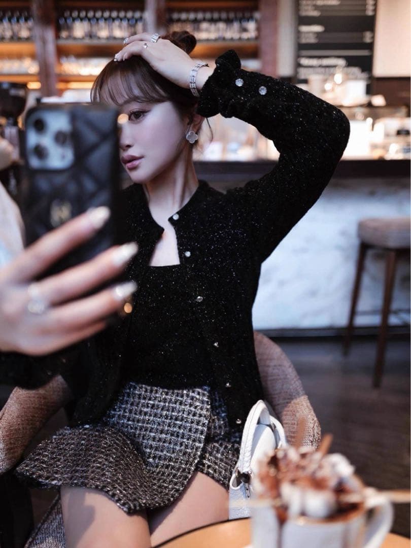 新品 Sheller シャイニー ツイード ラップ キュロット ラメ スカート