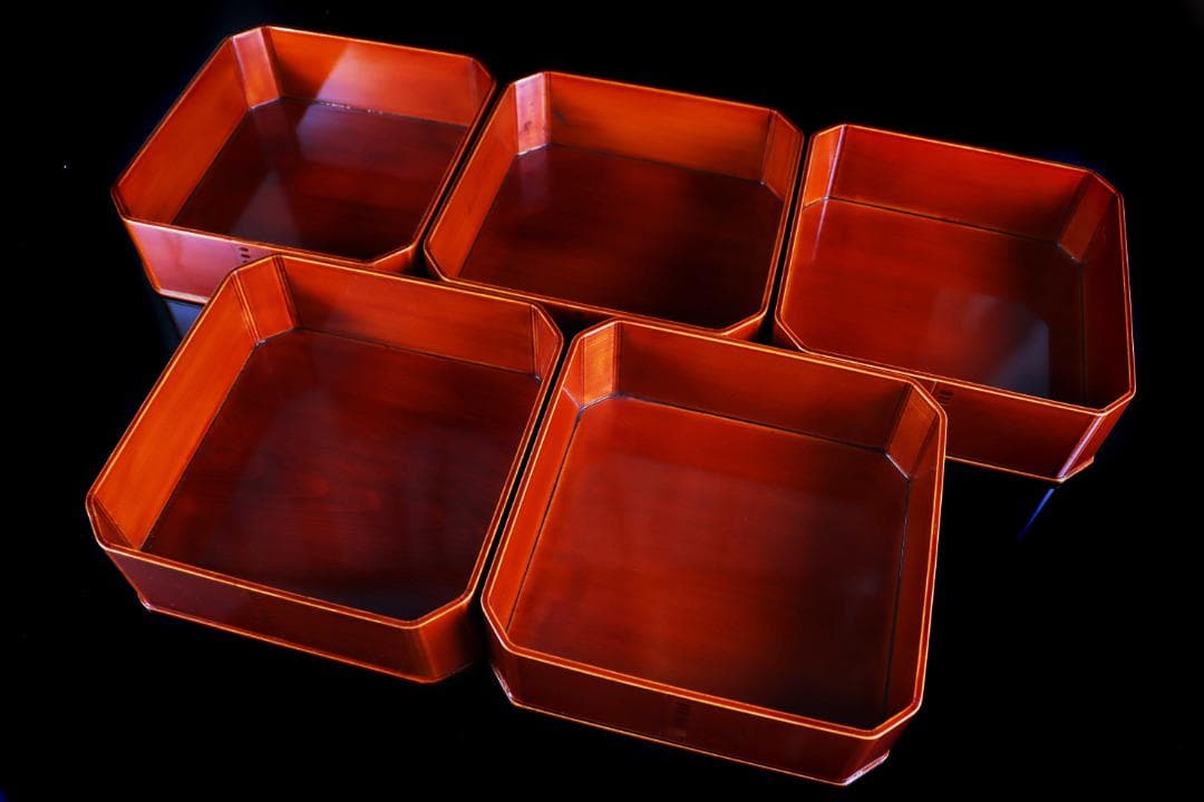 飛騨春慶塗 大徳寺 十客 縁高 共箱 茶道具 茶懐石道具弁当箱 共箱 会席