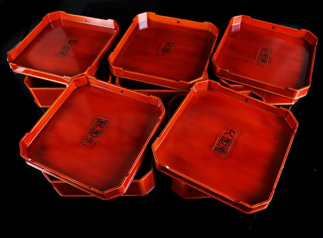 飛騨春慶塗 大徳寺 十客 縁高 共箱 茶道具 茶懐石道具弁当箱 共箱 会席