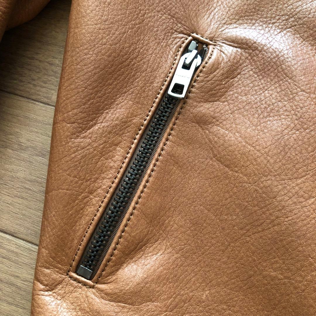【良品】COACH コーチ レザージャケット キャメル シングル 牛革 XS