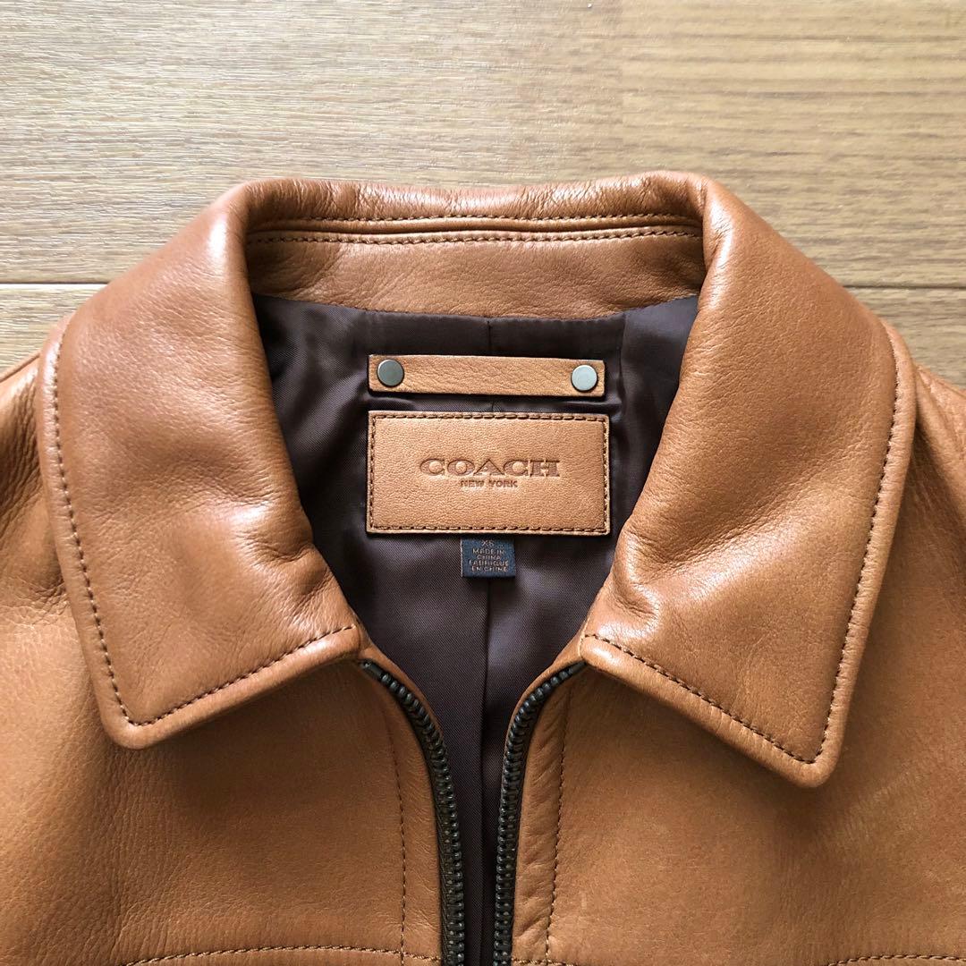 【良品】COACH コーチ レザージャケット キャメル シングル 牛革 XS