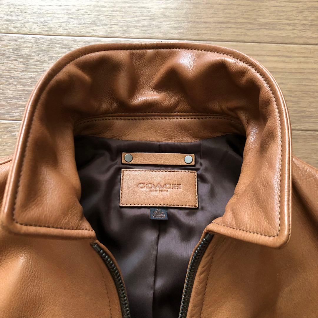 【良品】COACH コーチ レザージャケット キャメル シングル 牛革 XS