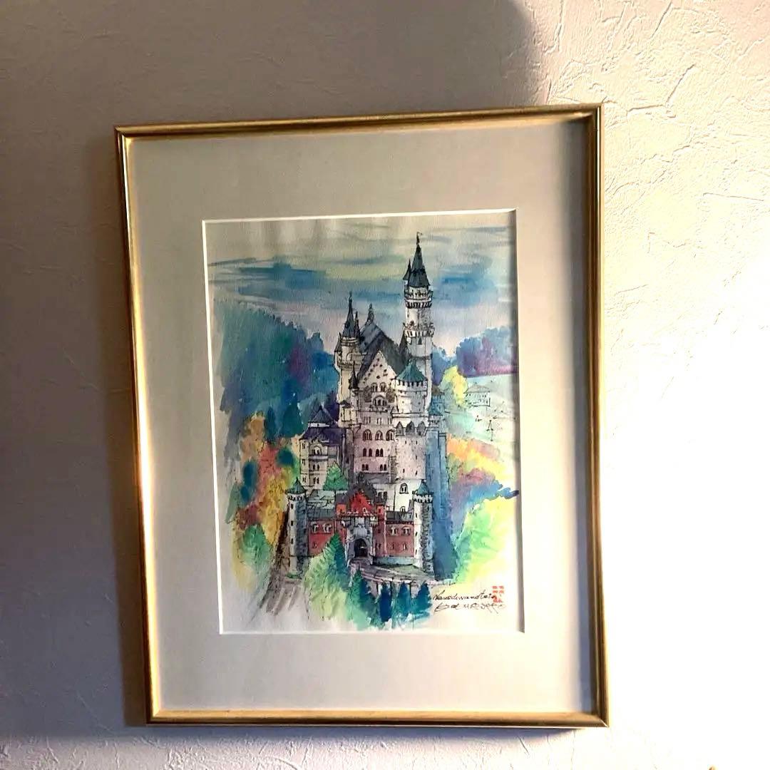 ドイツ　　ノイシュヴァンシュタイン城の水彩画