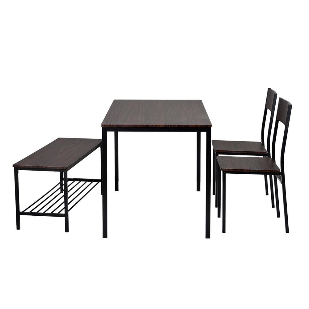 超人気！北欧風ダイニング4点セット　テーブル＋チェア2脚＋ベンチ　BROWN