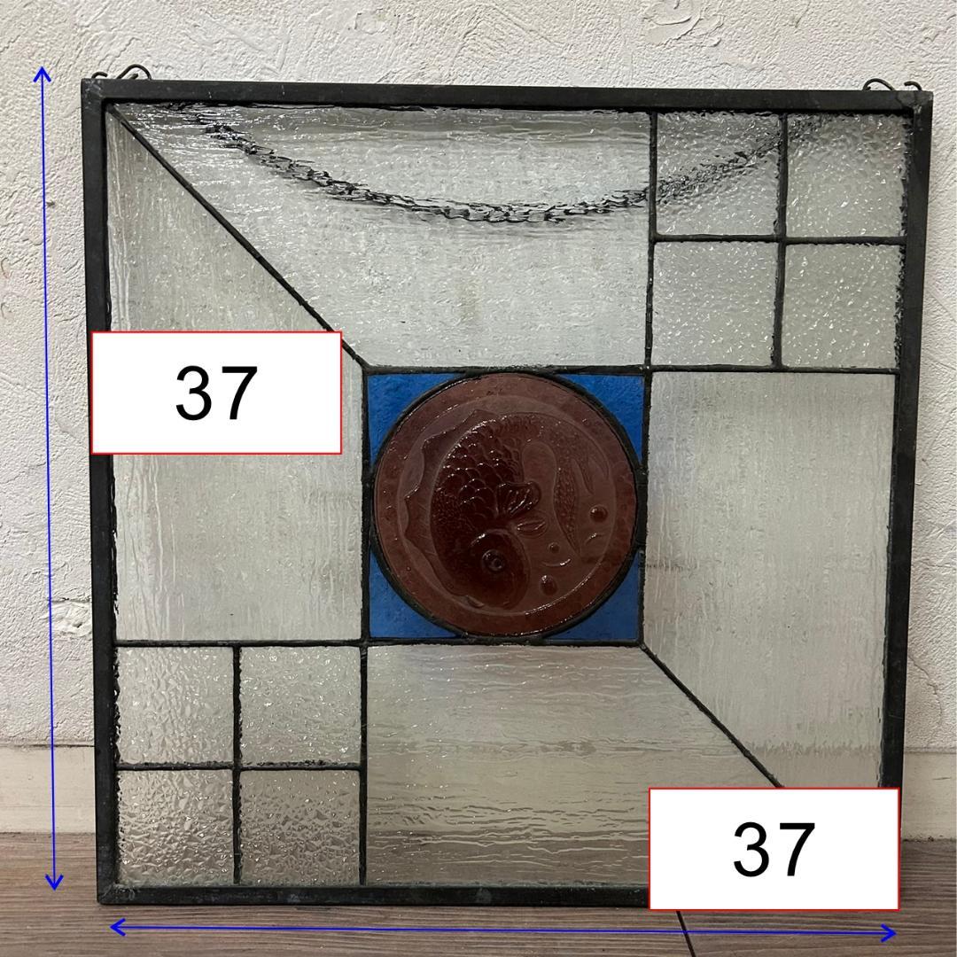 西洋アンティーク　大　ステンドグラス　縦　37cm×横　37cm