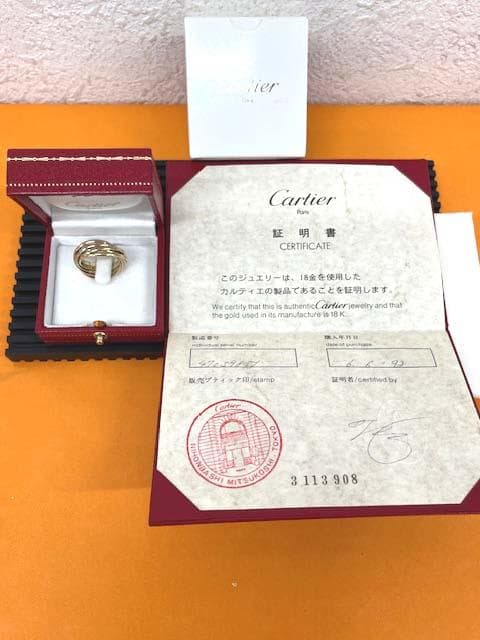 正規品 Cartierトリニティ 7連 リング K18 3カラー 11号 証明書