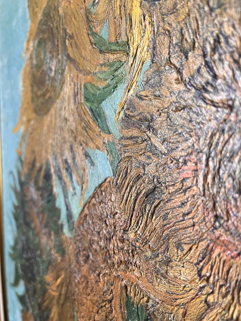 K*。様 「複製？」ゴッホ ひまわり　手描き油絵 額装 油彩