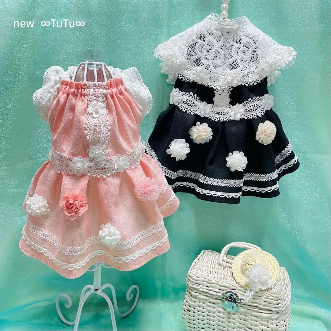 夏のお嬢さん♡麻のドレス　∞TuTu∞   犬服　ハンドメイド