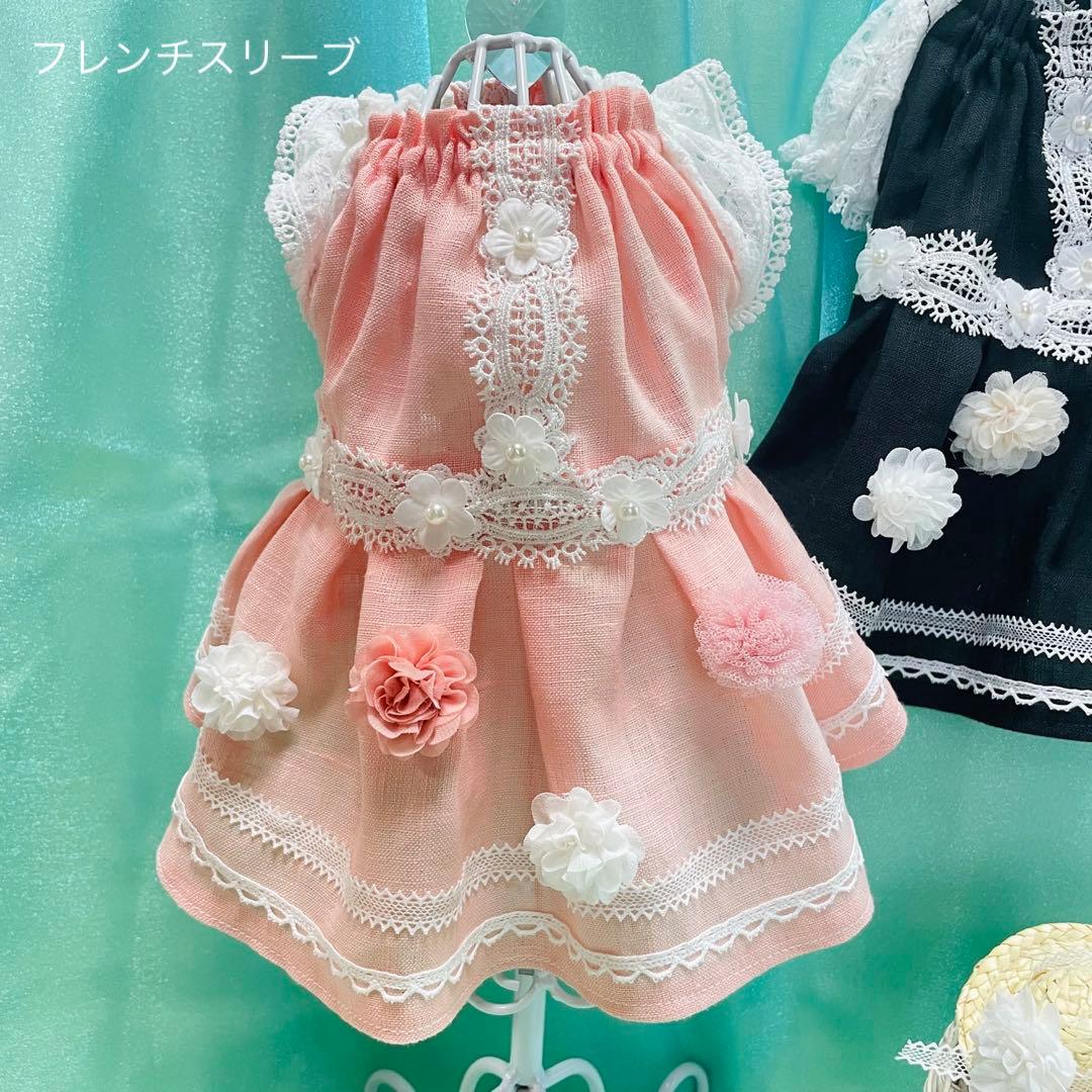 夏のお嬢さん♡麻のドレス　∞TuTu∞   犬服　ハンドメイド