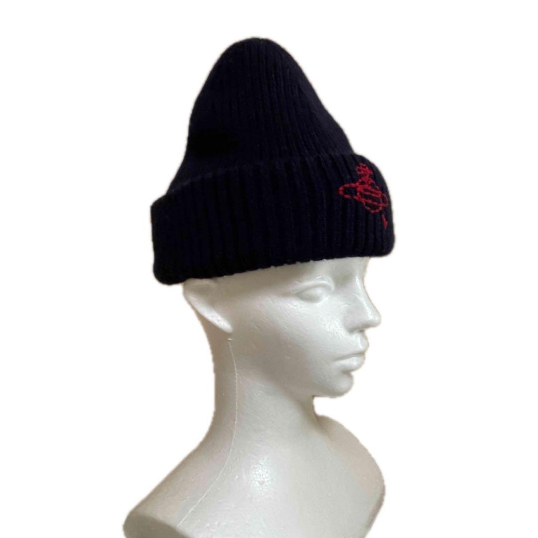 【Vivienne Westwood】 ニット帽子 ビーニー ネイビー