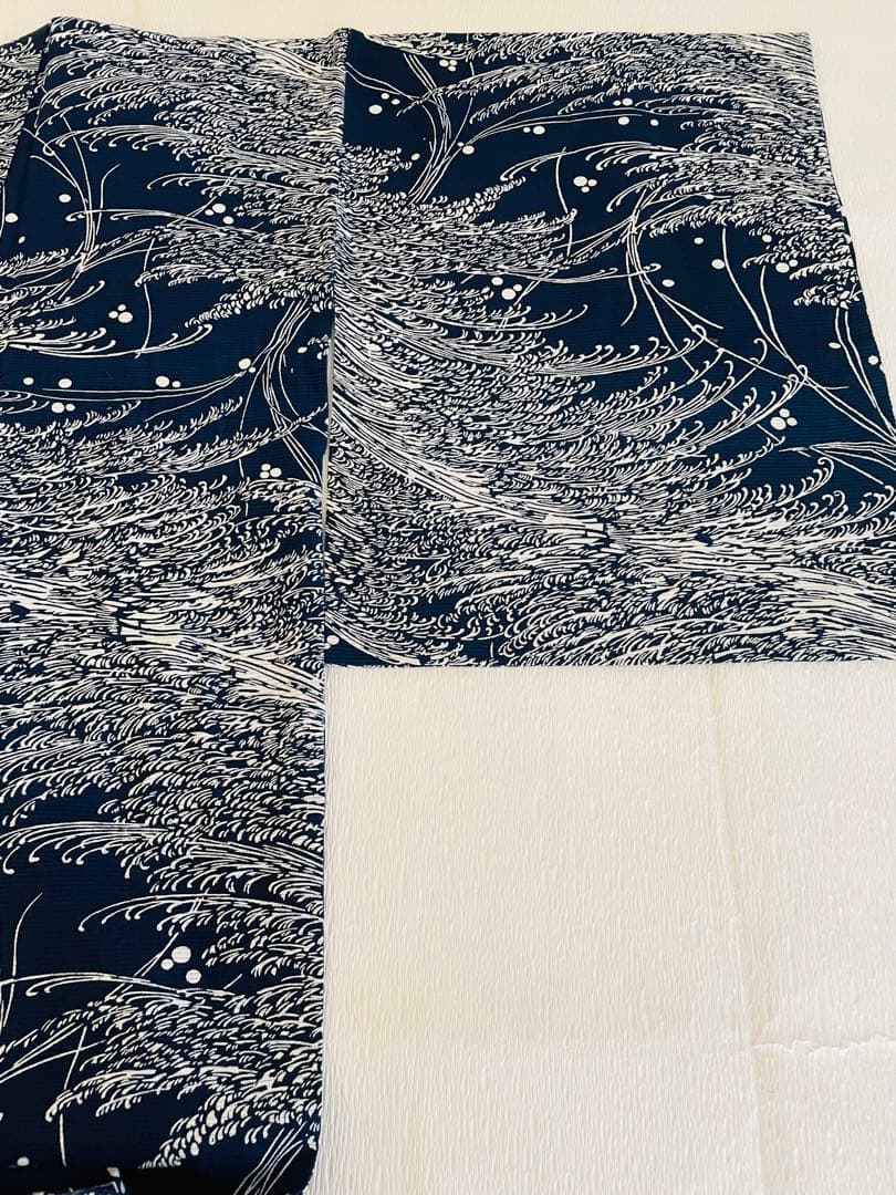 無形文化財　長板藍染　綿絽　初山一之助 証紙付き