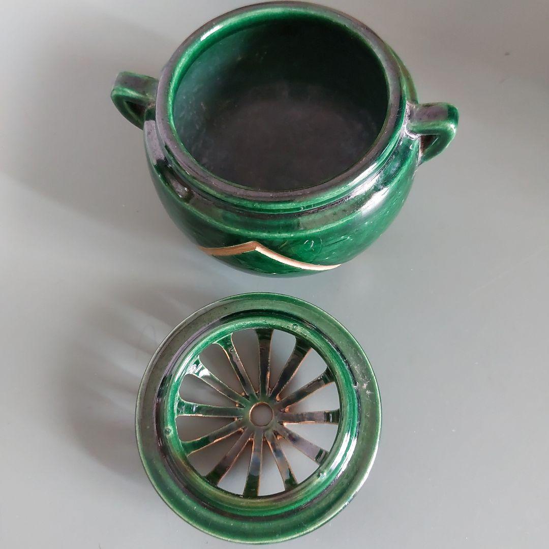 茶道具　三具足　三ツ具足　和楽造　青楽　利休忌　香炉　花立　燭台