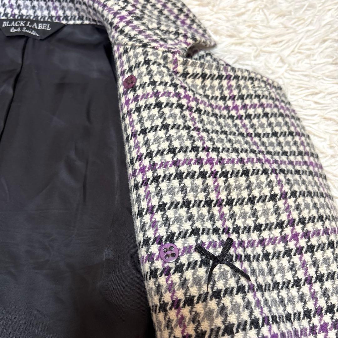 美品 ブラックレーベル ポールスミス ウール コート 千鳥格子 ベルト 40 L