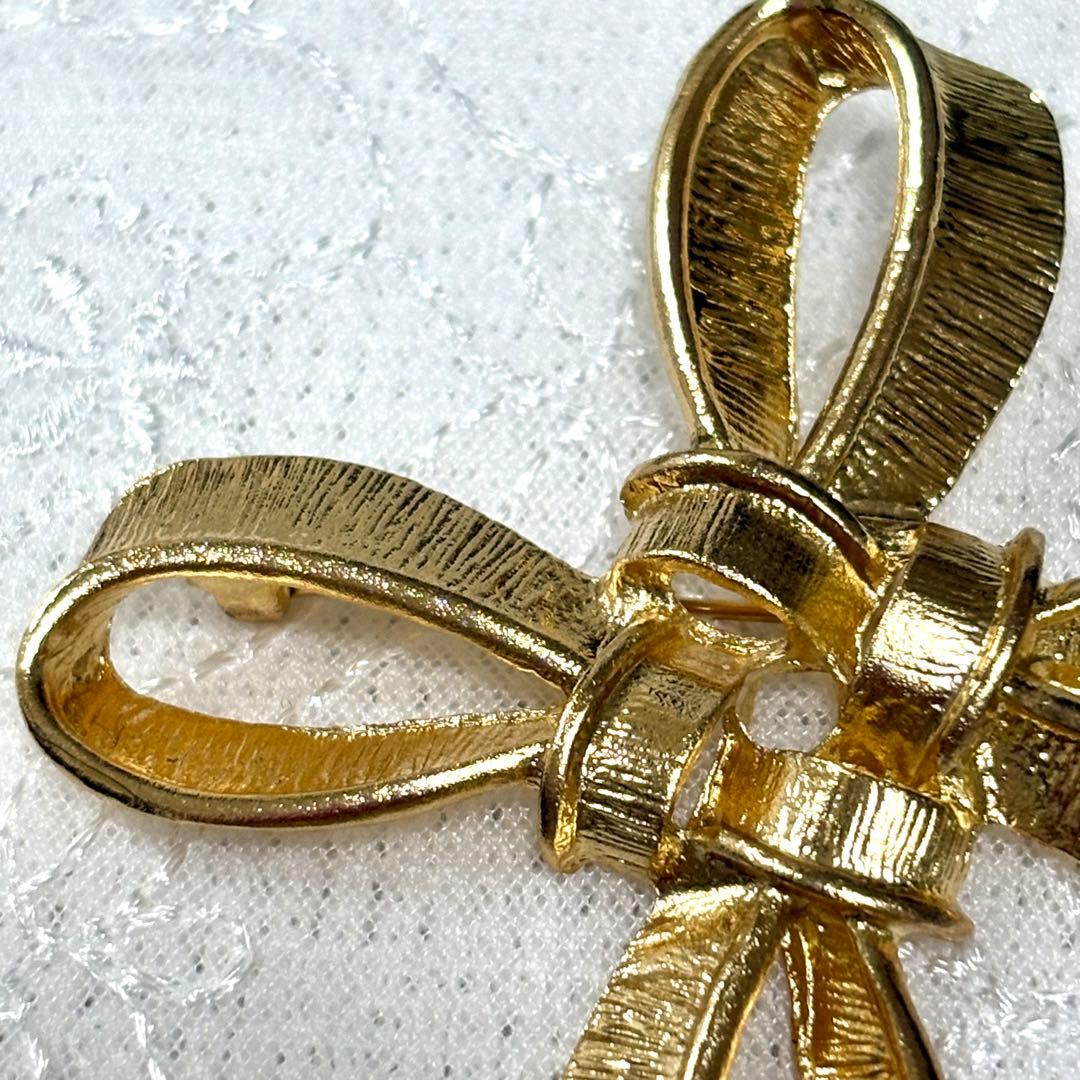 極美品 VINTAGE TRIFARI トリファリ 大ぶり ブローチ リボン