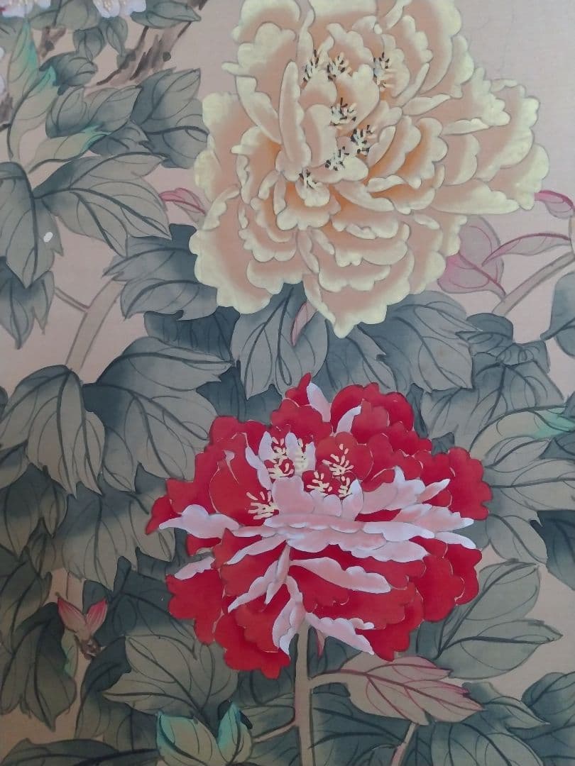 絹本掛け軸『富貴白頭図』