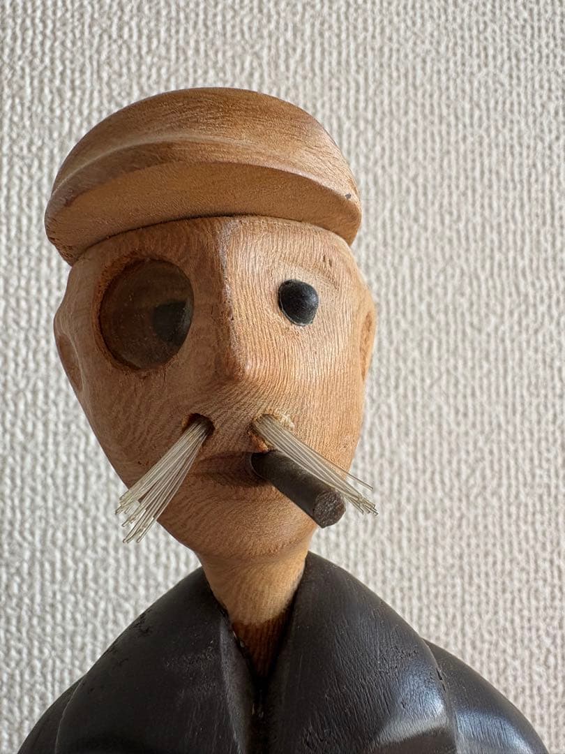 希少 イタリア ROMER 木彫り人形 釣り人 ヴィンテージ 彫刻