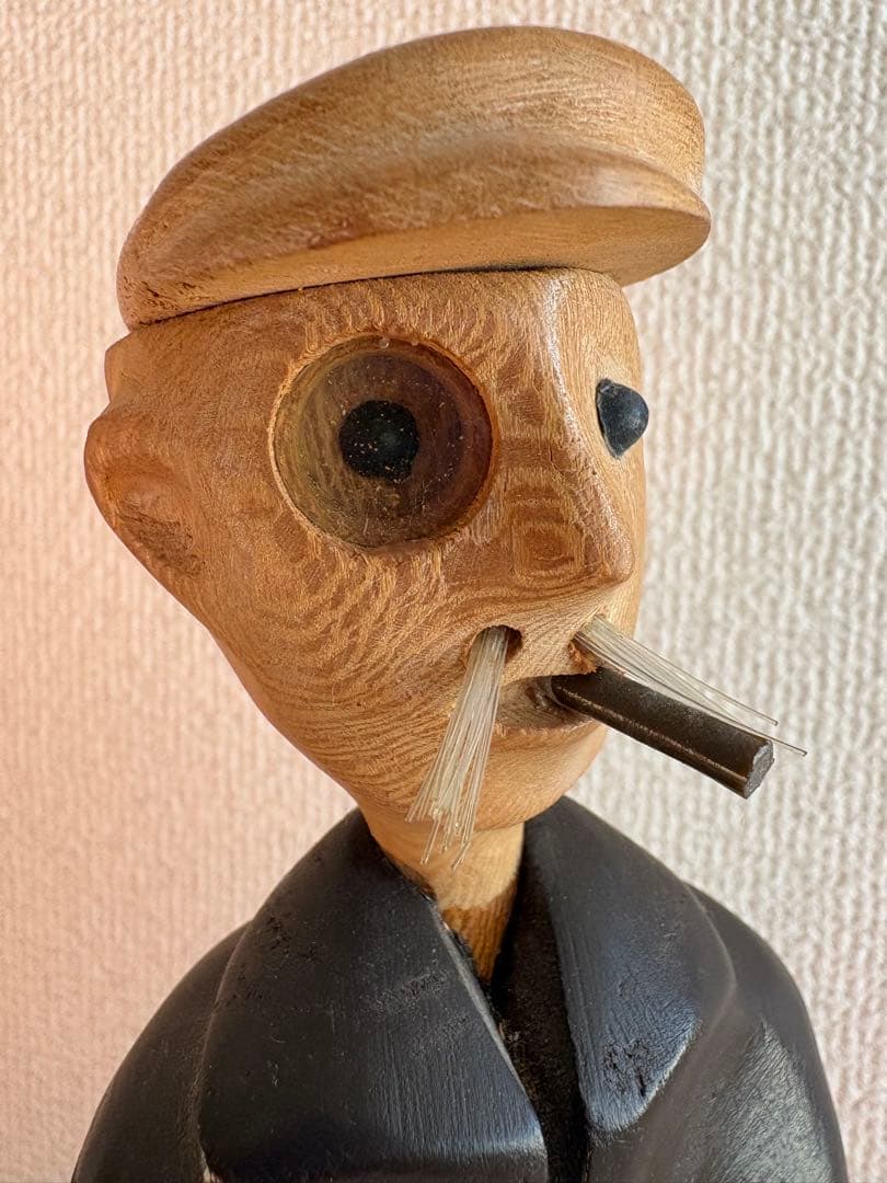 希少 イタリア ROMER 木彫り人形 釣り人 ヴィンテージ 彫刻