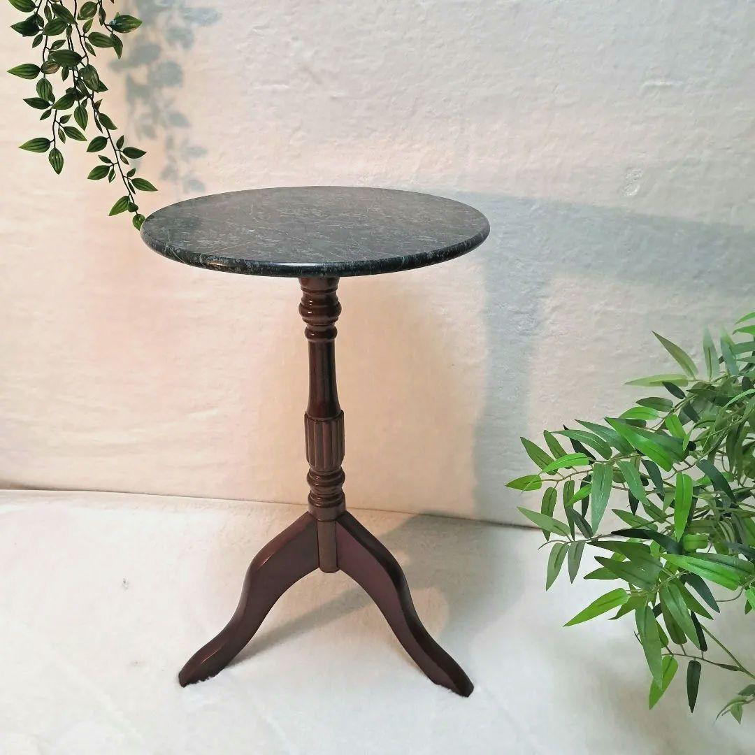 ヴィンテージ 大理石 サイドテーブル クラシック 猫足 アンティーク　グリーン