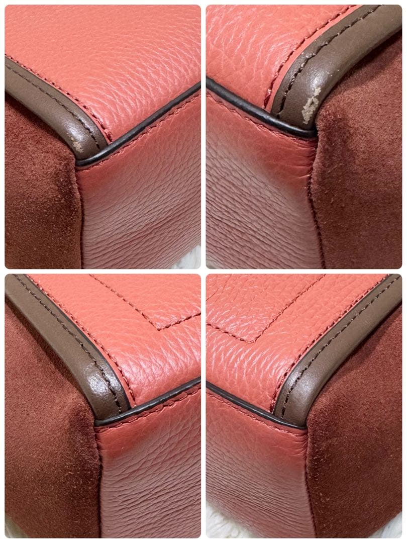 フルラ NET ミニ ショルダーバッグ シボ革 ターンロック ボルドー スエード