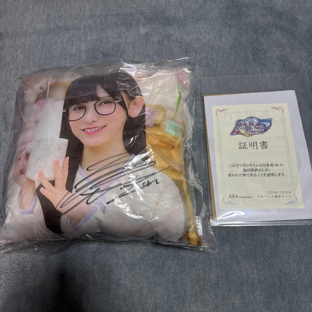 っ*る様 乃木フェス　直筆サイン入り　推しメンクッション　　池田瑛紗　てれぱん