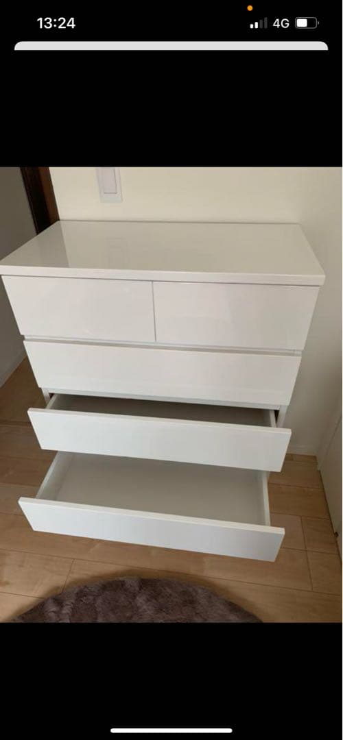 ホワイト 6段チェスト