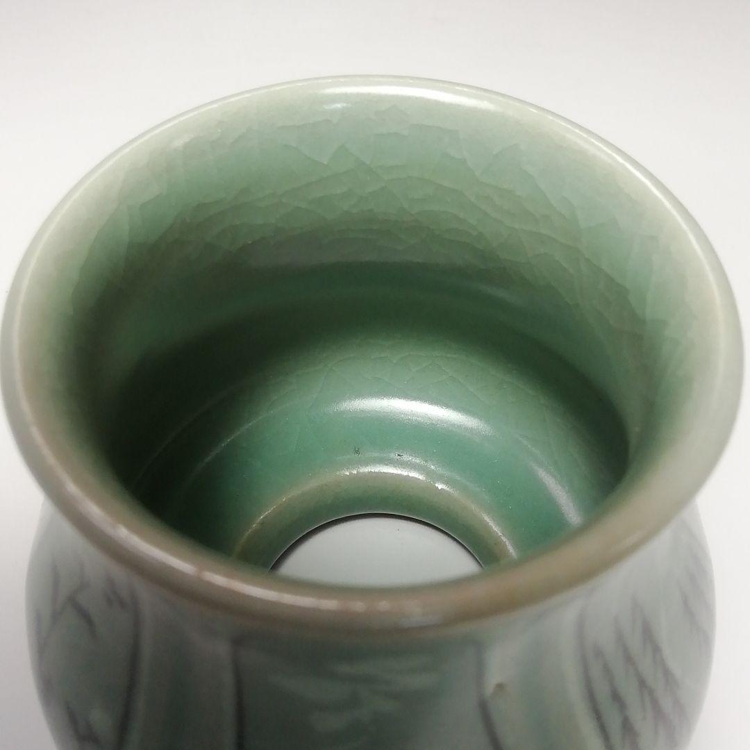 Ｓ３５７　皆具　『韓国陶芸家』『青磁』『青珍陶芸』『梁命煥作』　共箱　茶道具