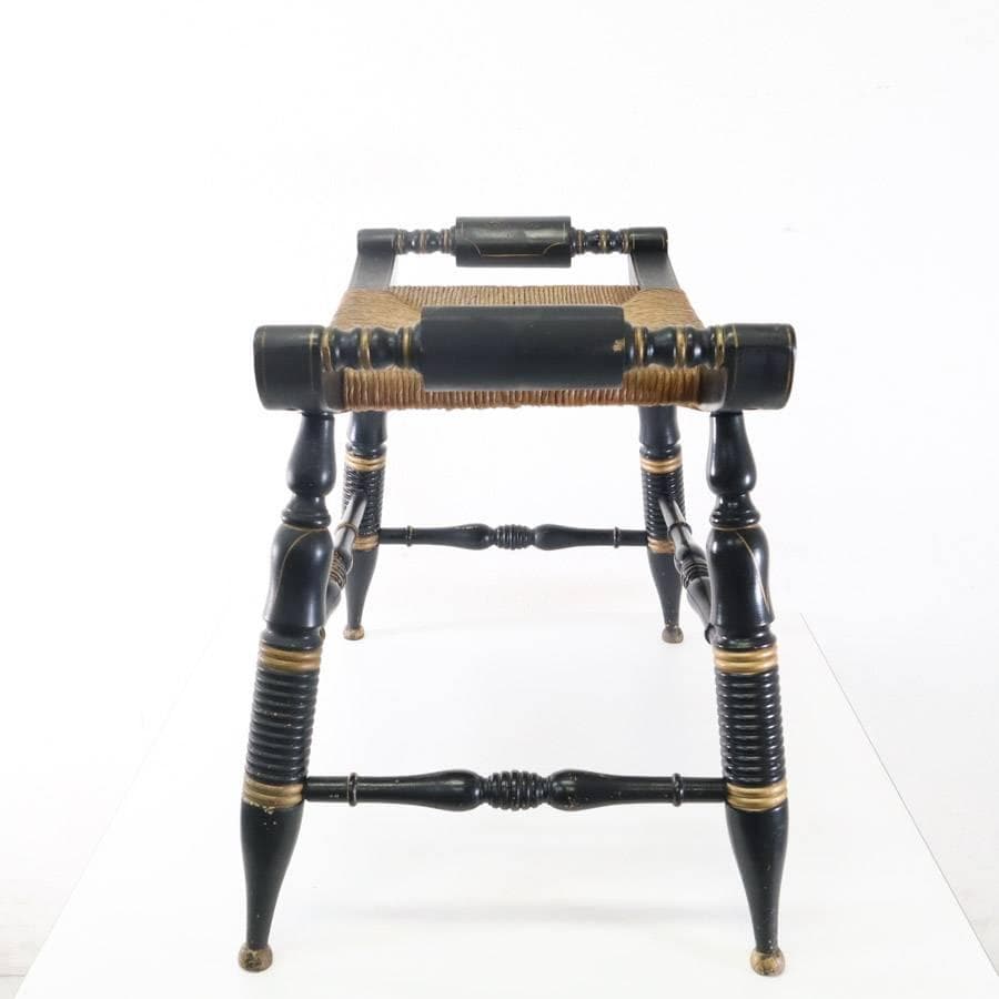 希少 ヴィンテージ ヒッチコックチェア スツール ラッシュシート 黒×ゴールド