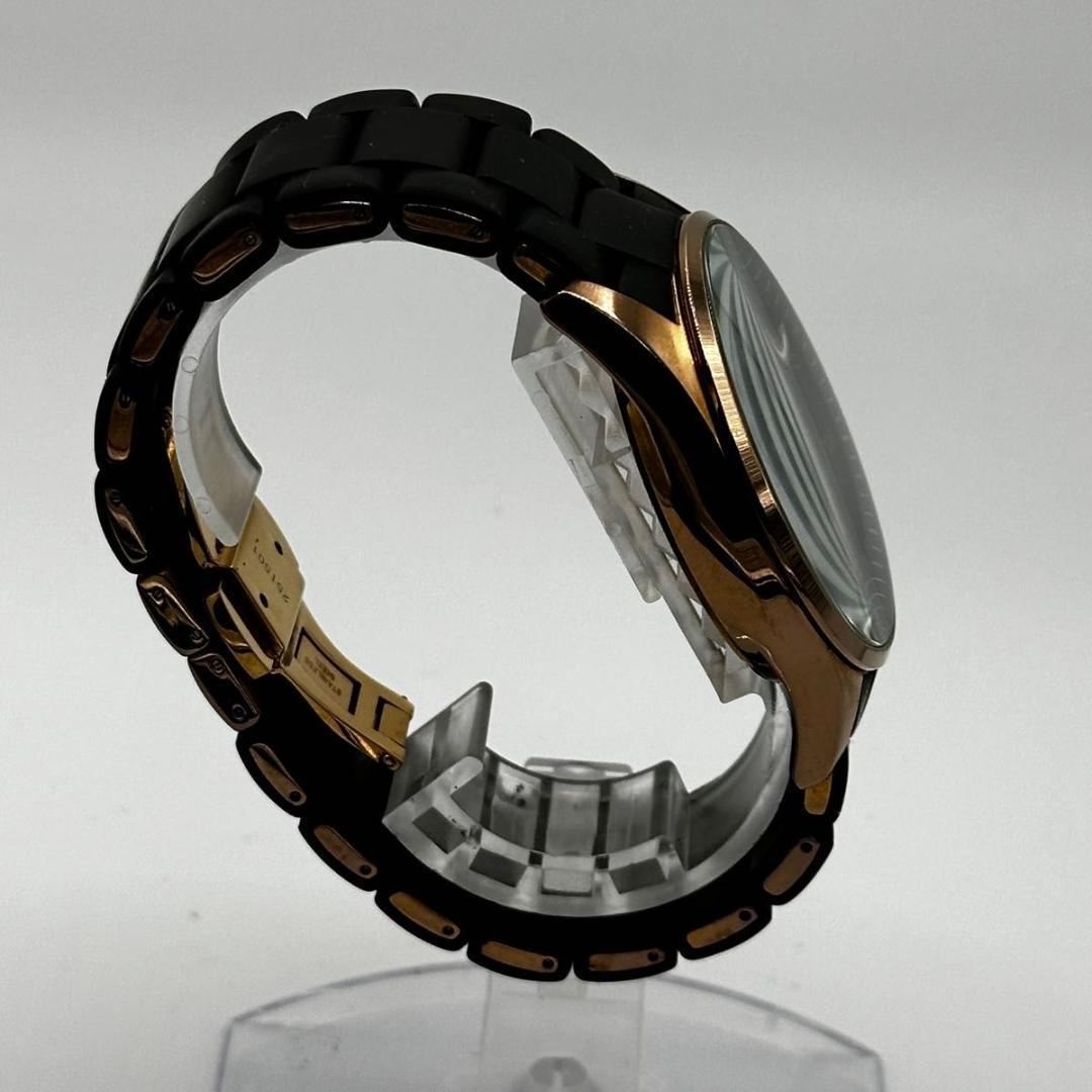 稼動品 新品電池 エンポリオアルマーニ　クロノグラフ メンズ 腕時計 黒 デイト