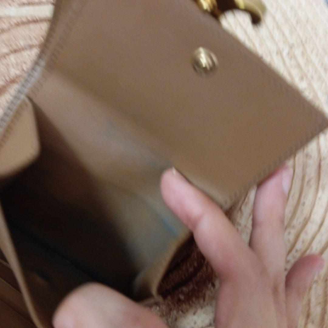 セリーヌベージュ レザー 三つ折り財布 ゴールド金具