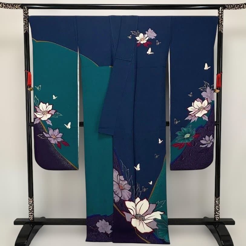 ゆりのはな　森英恵　HANAE MORI　本振袖　京友禅金彩加工　正絹　J703