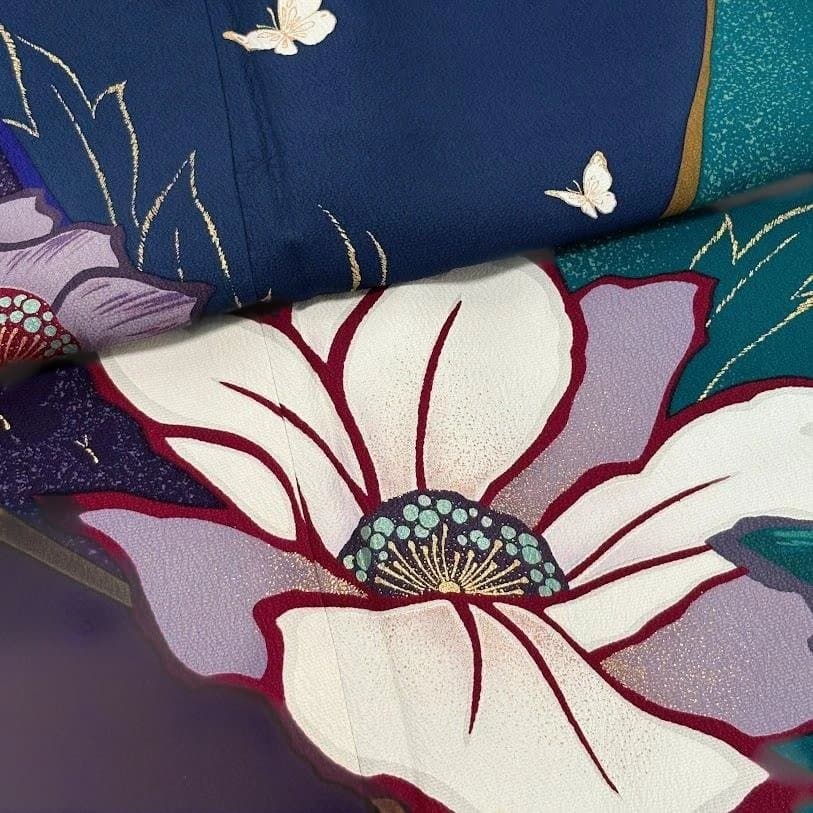 ゆりのはな　森英恵　HANAE MORI　本振袖　京友禅金彩加工　正絹　J703