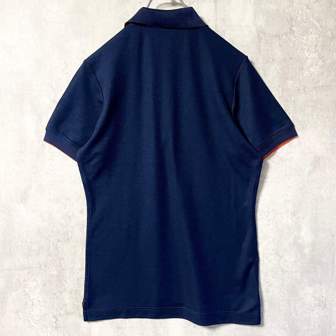 【試着のみ】エルメス セリエボタン ポロシャツ ネイビー オレンジ Mサイズ