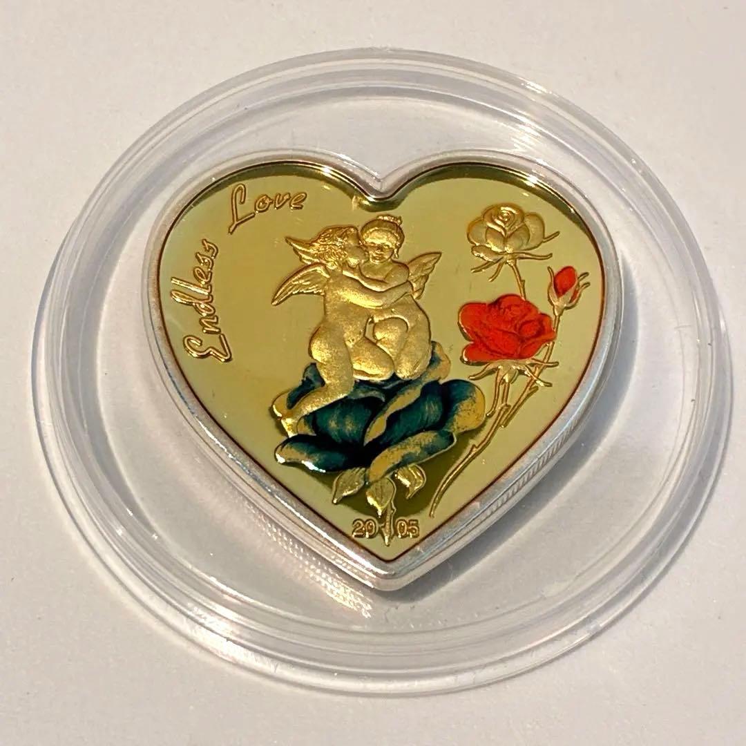希少 2005年 北マリアナ諸島 エンドレス・ラブ ハート型 記念銀貨 5ドル