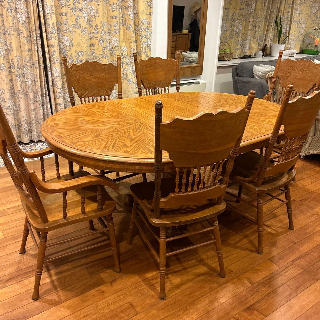 ダイニングテーブルと椅子7脚セット【神奈川引き取り限定】アメリカン・カントリー