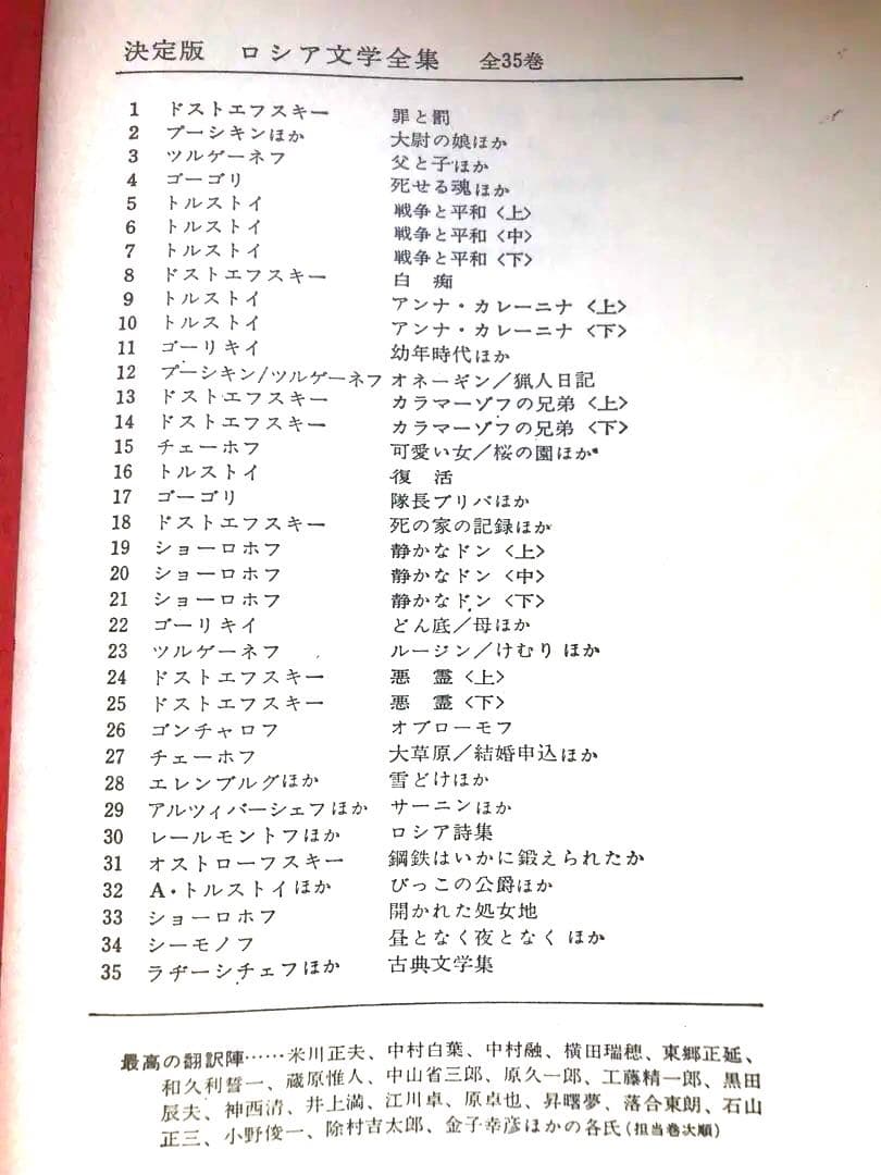 決定版 ロシア文学全集 （全35巻）