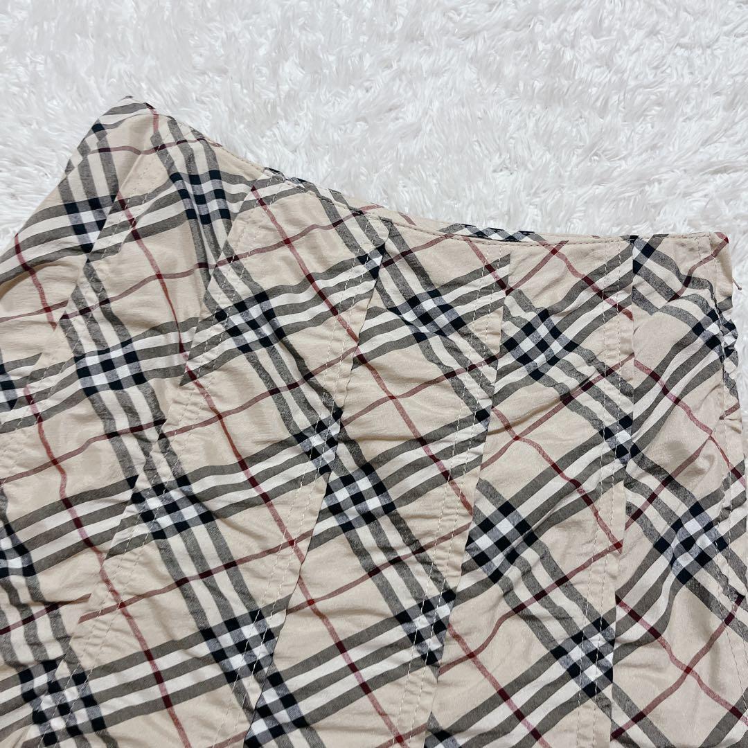 希少✨バーバリーブルーレーベル　ミモレ丈フレアスカート　縮絨加工　ノバチェック