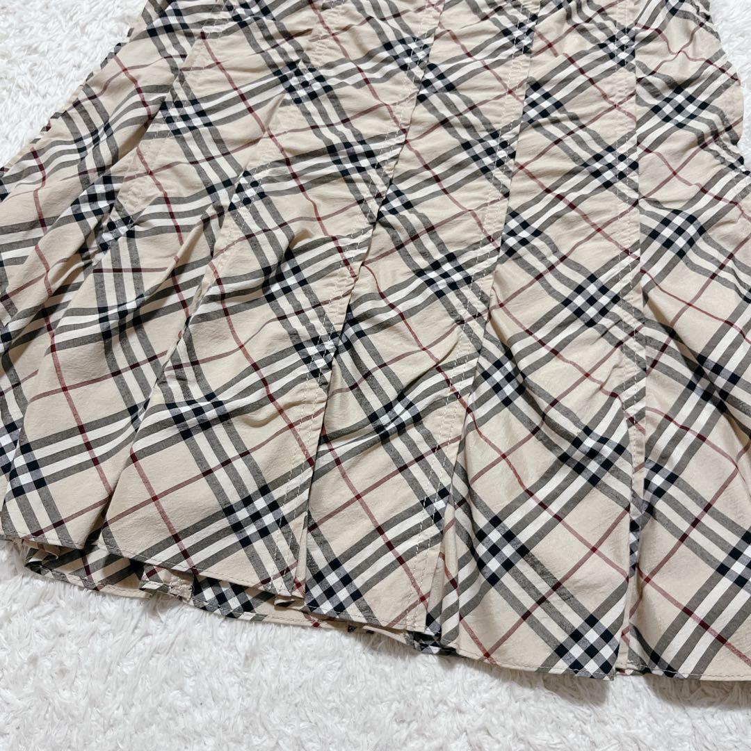 希少✨バーバリーブルーレーベル　ミモレ丈フレアスカート　縮絨加工　ノバチェック