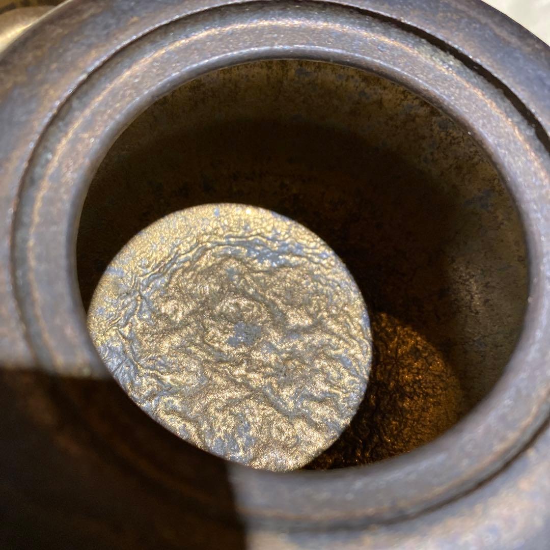 香炉　金箔　唐金　落款刻印あり