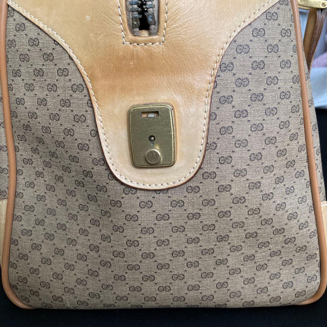 GUCCI ボストンバッグ ベージュ キャンバス・レザー