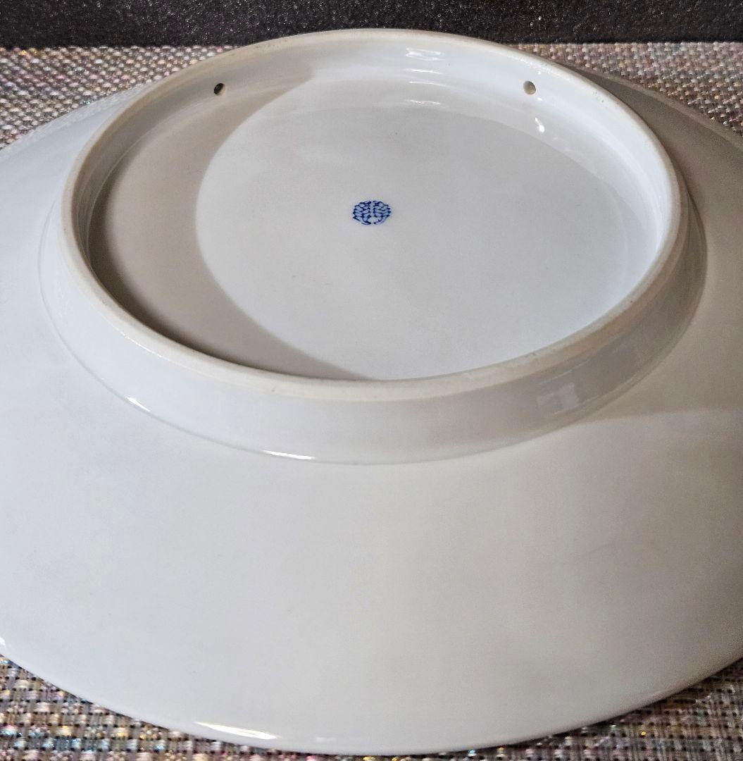 鍋島焼　鍋島御庭焼　名工　市川光春 作　 草花文様　飾り皿額皿　 約26.6cm