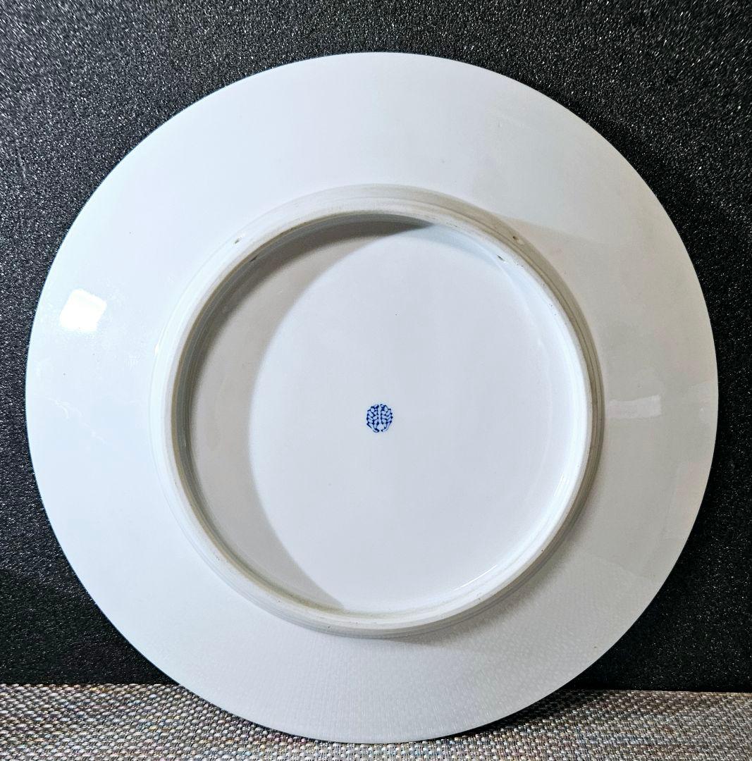 鍋島焼　鍋島御庭焼　名工　市川光春 作　 草花文様　飾り皿額皿　 約26.6cm