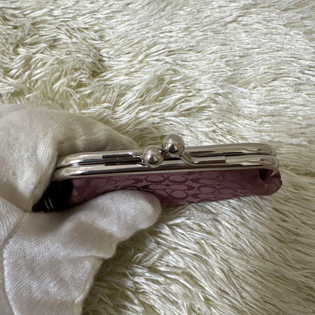 COACH がま口 ケース シグネチャー ワインレッド系 レア