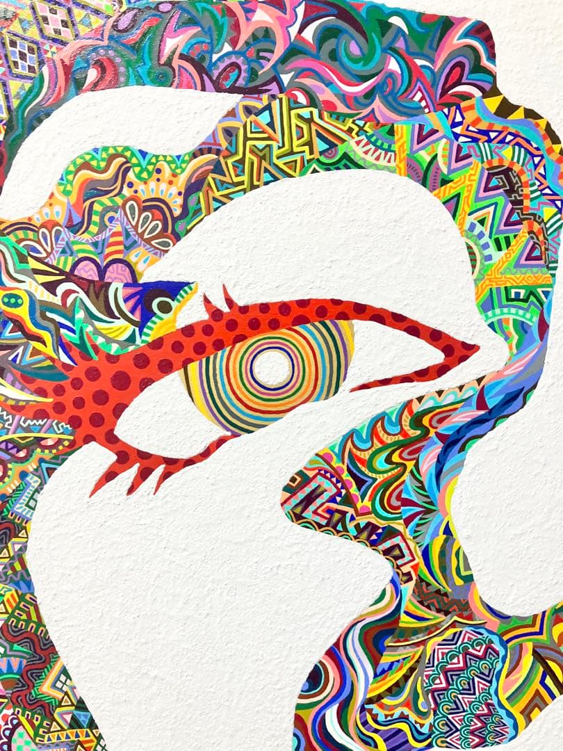 原画　絵画　F30　人物画　アクリル画　現代アート　細密画　大型　一点物　手描き