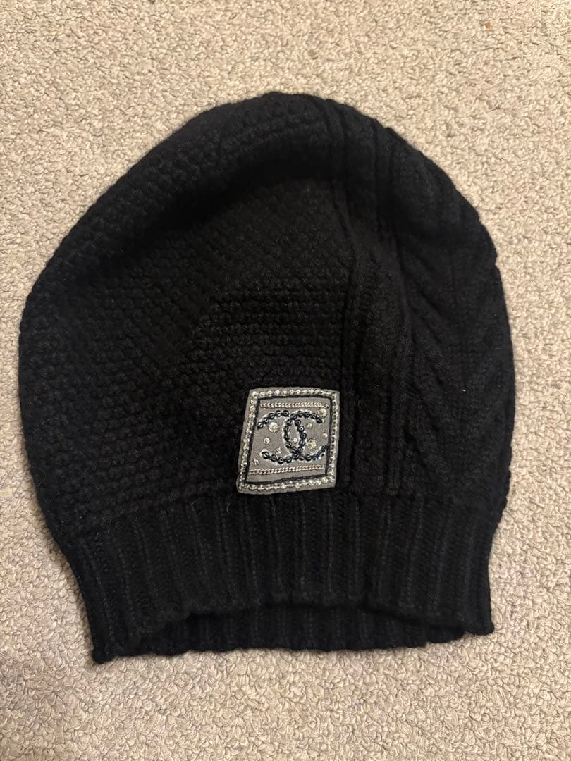 CHANEL 黒 カシミア　ビーニー