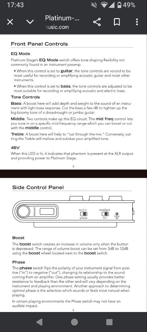 ギター FISHMAN Platinum Stage Analog Preamp