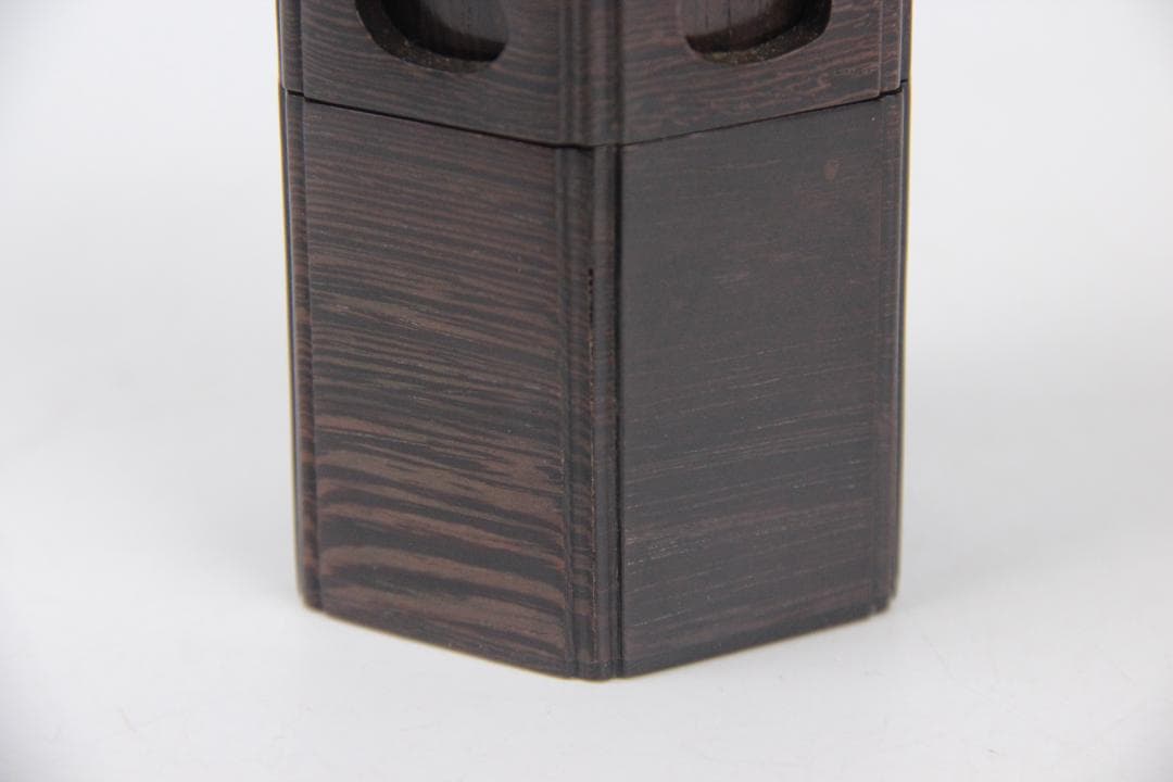 昇斎　作　鉄刀木 葫蘆形透かし 莨入 茶入　共箱 ED1-8