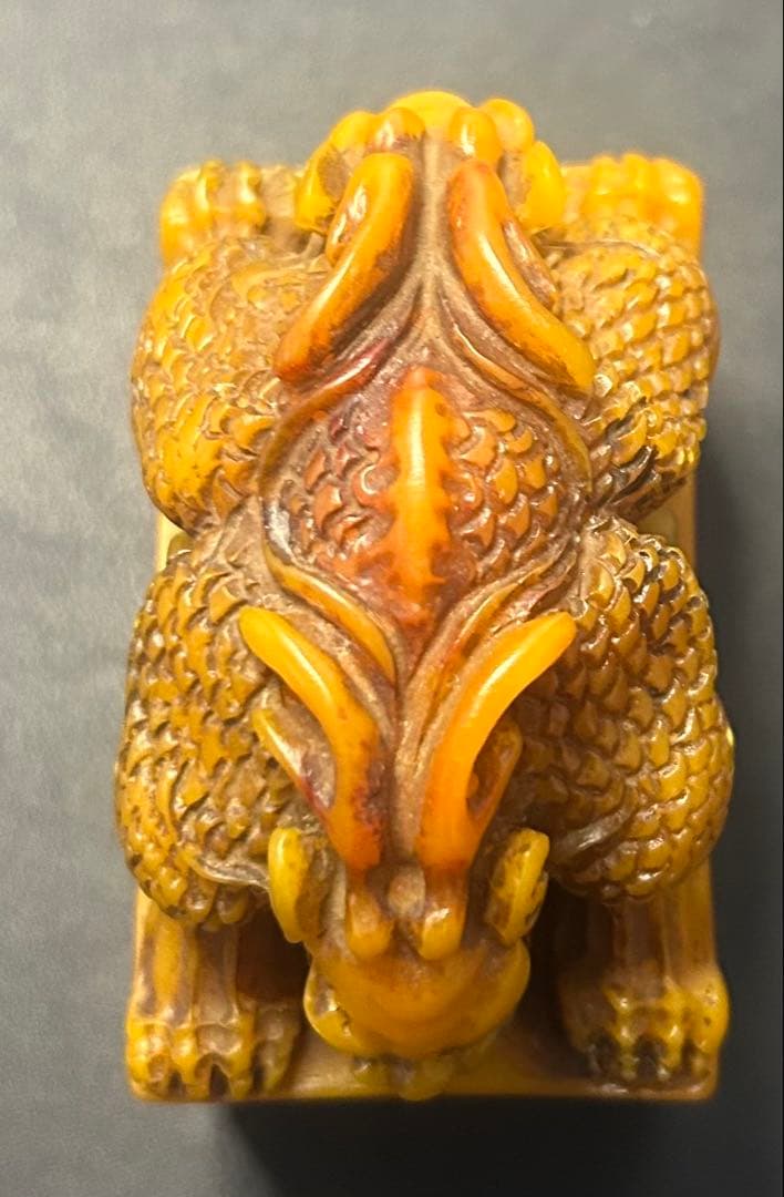 細工彫刻双龍古文印　皇帝、権力、旧家蔵出し、骨董品、縁起物、風水、お守り、金運